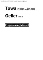 ET-8623 and ET-8626 and Geller MP-3 programming